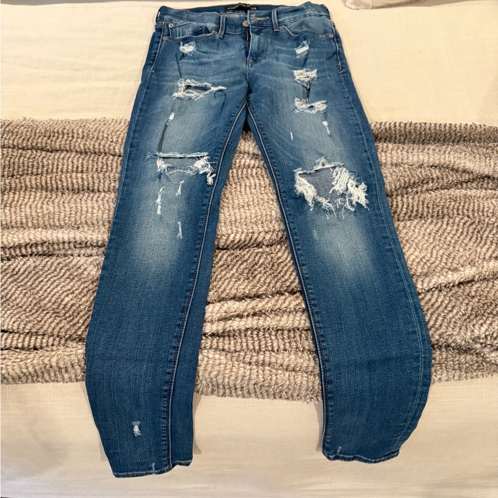 Express Blue Distressed Boyfriend Jeans